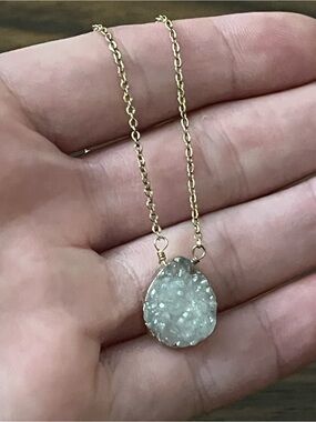 Luna Norte White Druzy Goldtone Chain Necklace